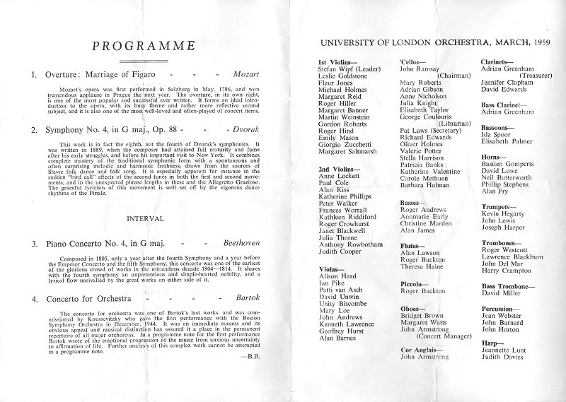 University of London Orchestra concert programme
